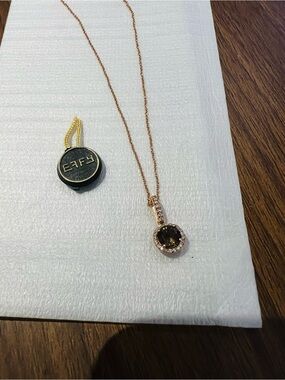Effy Rose Gold Smoky Quartz Halo Pendant Necklace